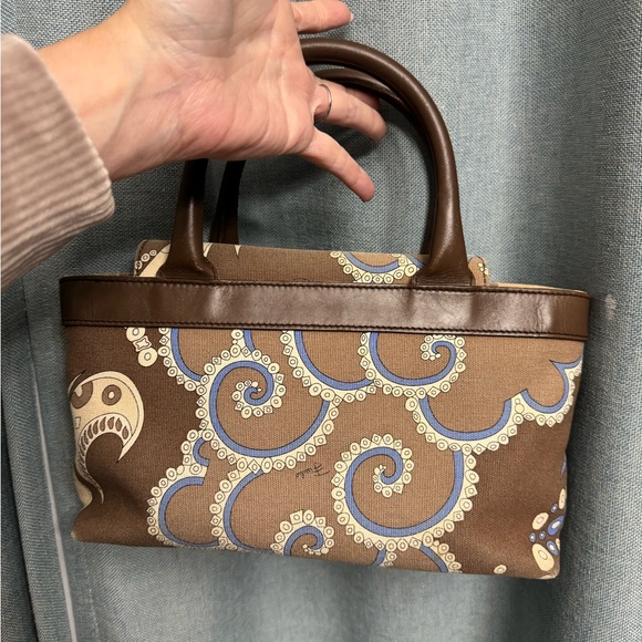 Vintage Pucci mini bag. Blue and brown print - Picture 7 of 11